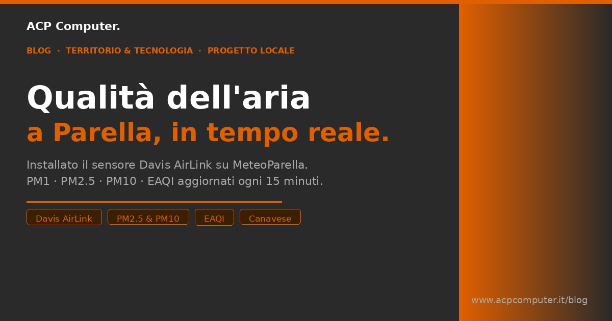 Acp Pc Davis AirLink a Parella: qualità dell'aria in tempo reale | ACP Computer